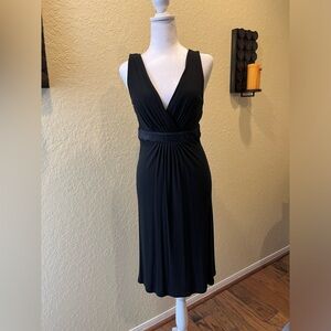 Little Black Dress with satin insert at the waist.